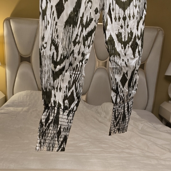 Misa Los Angeles Military Green and White Abstract Joggers - Picture 7 of 16